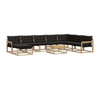 vidaXL Set di divani da esterno, 9 pezzi, bianco e nero, mobili da giardino moderni, divano resistente, salotto all'aperto, sedie per terrazza