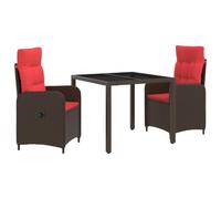 vidaXL Buiten eettafelset 3 st poly rattan