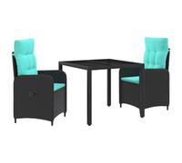 vidaXL Buiten eettafelset 3 st poly rattan