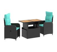 vidaXL Buiten eettafelset 3 st poly rattan