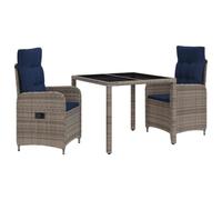 vidaXL Buiten eettafelset 3 st poly rattan