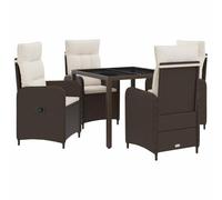 vidaXL Buiten eettafelset 5 st Bruin en Crème Wit poly rattan