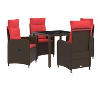 vidaXL Buiten eettafelset 5 st poly rattan