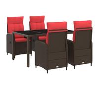 vidaXL Buiten eettafelset 5 st poly rattan