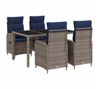 vidaXL Buiten eettafelset 5 st poly rattan