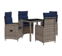 vidaXL Buiten eettafelset 5 st poly rattan
