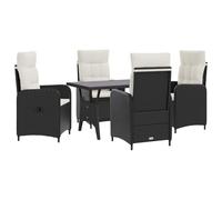 vidaXL Buiten eettafelset 5 st Zwart en Cream Wit poly rattan