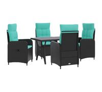vidaXL Buiten eettafelset 5 st Zwart en Turquoise poly rattan