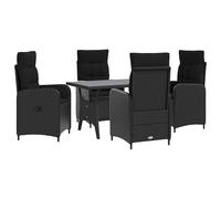 vidaXL Buiten eettafelset 5 st Zwart poly rattan