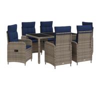 vidaXL Buiten eettafelset 7 st poly rattan