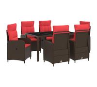 vidaXL Buiten eettafelset 7 st poly rattan