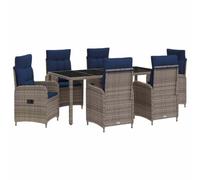 vidaXL Buiten eettafelset 7 st poly rattan