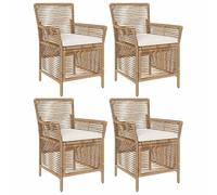 vidaXL Sedia da Esterno con Cuscino 4 pz Beige e crema polyrattan