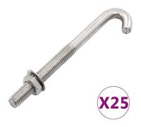 VIDAXL - Bulloni Di Ancoraggio A J / dado E Rondella M8x120 Mm 25 Set