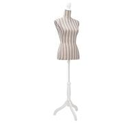 vidaXL Busto Sartoriale Donna Strisce Legno Manichino Femminile con Supporto