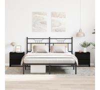 vidaXL Cabinetto da letto 2 pezzi Nero Rovere 45x34x44,5 cm Legno ingegnerizzato