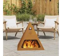 vidaXL Caminetto a Piramide 50x50x51 cm Acciaio Invecchiato