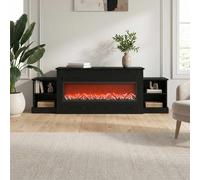 vidaXL Caminetto elettrico Rovere Nero 177 x 30 x 56,5 cm