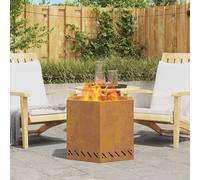 vidaXL Caminetto senza fumi Esagonale 58x58x51 cm Acciaio invecchiato