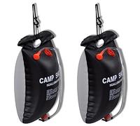 vidaXL 2X Doccia Solare per Campeggio Robusta Resistente Serbatoio con Valvola e Soffione per Doccia Portatile da Esterno 20 L in PVC Nero