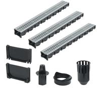 vidaXL 3X Canalette di Drenaggio Acciaio Zincato 3 m Scolo Acqua Filtraggio