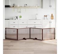 vidaXL Cancelletto per cani con porta pieghevole 4 pannelli marrone 320 cm in legno di pioppo