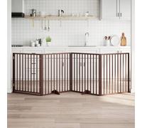 vidaXL Cancelletto per cani con porta pieghevole 4 pannelli marrone 320 cm in legno di pioppo