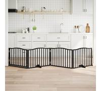 vidaXL Cancello per Cani Porta Pieghevole Nero 4 Pannelli 320cm Pioppo, cancello per animali domestici, cancello per cani, cancello per cuccioli per scale