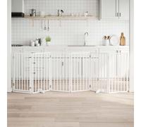 vidaXL Cancelletto per cani con porta pieghevole 6 pannelli bianco 300 cm in legno di pioppo