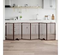 vidaXL Cancelletto per cani con porta pieghevole 6 pannelli marrone 300 cm in legno di pioppo