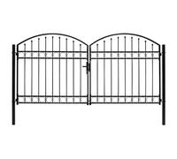 vidaXL Cancello a Doppia Anta ad Arco in Acciaio 300x125 cm Nero