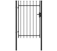 vidaXL Cancello per Recinzione a Singola Anta con Punte Robusto Durevole Privacy con Serratura e Chiavi Ingresso Pedonale in Acciaio 1x1,5 m Nero