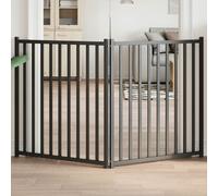 vidaXL Cancello Cani Pieghevole 2 Pannelli Nero 160 cm Massello Abete, cancello per animali domestici, cancello per cani, cancello per cuccioli per scale