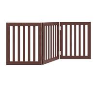 vidaXL Cancello Cani Pieghevole 3 Pannelli Marrone 150cm Legno Pioppo, cancello per animali domestici, cancello di sicurezza per cani, cancello per cuccioli per scale