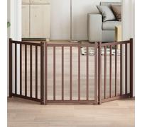 vidaXL Cancello Cani Pieghevole 3Pannelli Marrone 150cm Massello Abete