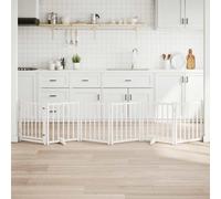 vidaXL Cancello Cani Pieghevole Bianco 6 Pannelli 300cm Massello Abete, cancello per animali domestici, cancello per cani, cancello per cuccioli per scale