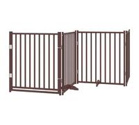 vidaXL Cancello Cani Pieghevole Marrone 4Pannelli 320cm Massello Abete, cancello per animali domestici, cancello per cani, cancello per cuccioli per scale