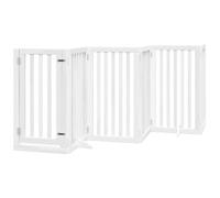 vidaXL Cancello Cani Porta Pieghevole Bianco 12 Pannelli 600 cm Pioppo, cancello per cani con porta, cancello per cani per scale, cancello per cuccioli