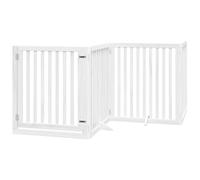 vidaXL Cancello Cani Porta Pieghevole Bianco 12 Pannelli 640 cm Pioppo, cancello per cani con porta, cancello per cani per scale, cancello per cuccioli