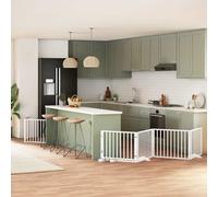 vidaXL Cancello Cani Porta Pieghevole Bianco 12 Pannelli 960 cm Pioppo