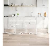 vidaXL Cancello Cani Porta Pieghevole Bianco 4 Pannelli 320 cm Pioppo