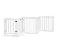 vidaXL Cancello Cani Porta Pieghevole Bianco 6 Pannelli 300 cm Pioppo, cancello per cani con porta, cancello per cani per scale, cancello per cuccioli