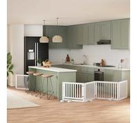 vidaXL Cancello Cani Porta Pieghevole Bianco 6 Pannelli 480 cm Pioppo