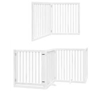 vidaXL Cancello Cani Porta Pieghevole Bianco 6 Pannelli 480 cm Pioppo, cancello per cani con porta, cancello per cani per scale, cancello per cuccioli
