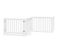vidaXL Cancello Cani Porta Pieghevole Bianco 8 Pannelli 640 cm Pioppo, cancello per cani con porta, cancello per cani per scale, cancello per cuccioli