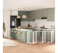 vidaXL Cancello Cani Porta Pieghevole Bianco 9 Pannelli 450 cm Pioppo