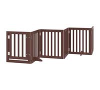 vidaXL Cancello Cani Porta Pieghevole Marrone 15 Pannelli 750cm Pioppo, cancello per cani con porta, cancello per cani per scale, cancello per cuccioli