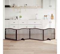 vidaXL Cancello Cani Porta Pieghevole Marrone 4 Pannelli 320cm Pioppo, cancello per animali domestici, cancello per cani, cancello per cuccioli per scale