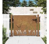 vidaXL Cancello da Giardino 105x105 cm in Acciaio Corten Design Erba, cancello in Metallo, cancello da Giardino Anteriore, cancello da Giardino con Serratura