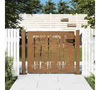vidaXL Cancello da Giardino 105x105 cm in Acciaio Corten Design bambù, cancello in Metallo, cancello da Giardino Anteriore, cancello da Giardino con Serratura
